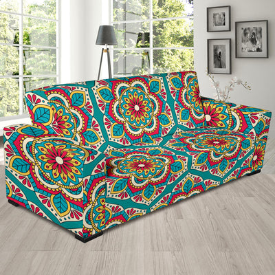 Mandala Pattern Print Design 03 Sofa Slipcover