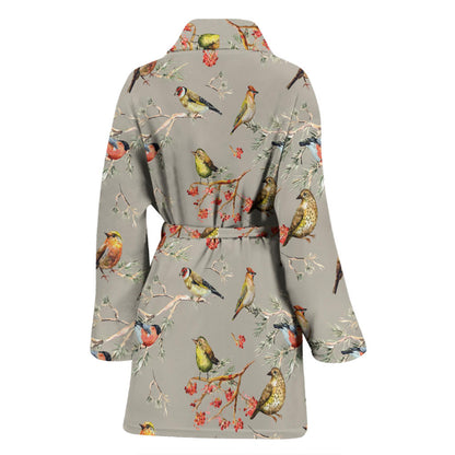 Birds Pattern Print Design 03 Women Bathrobe
