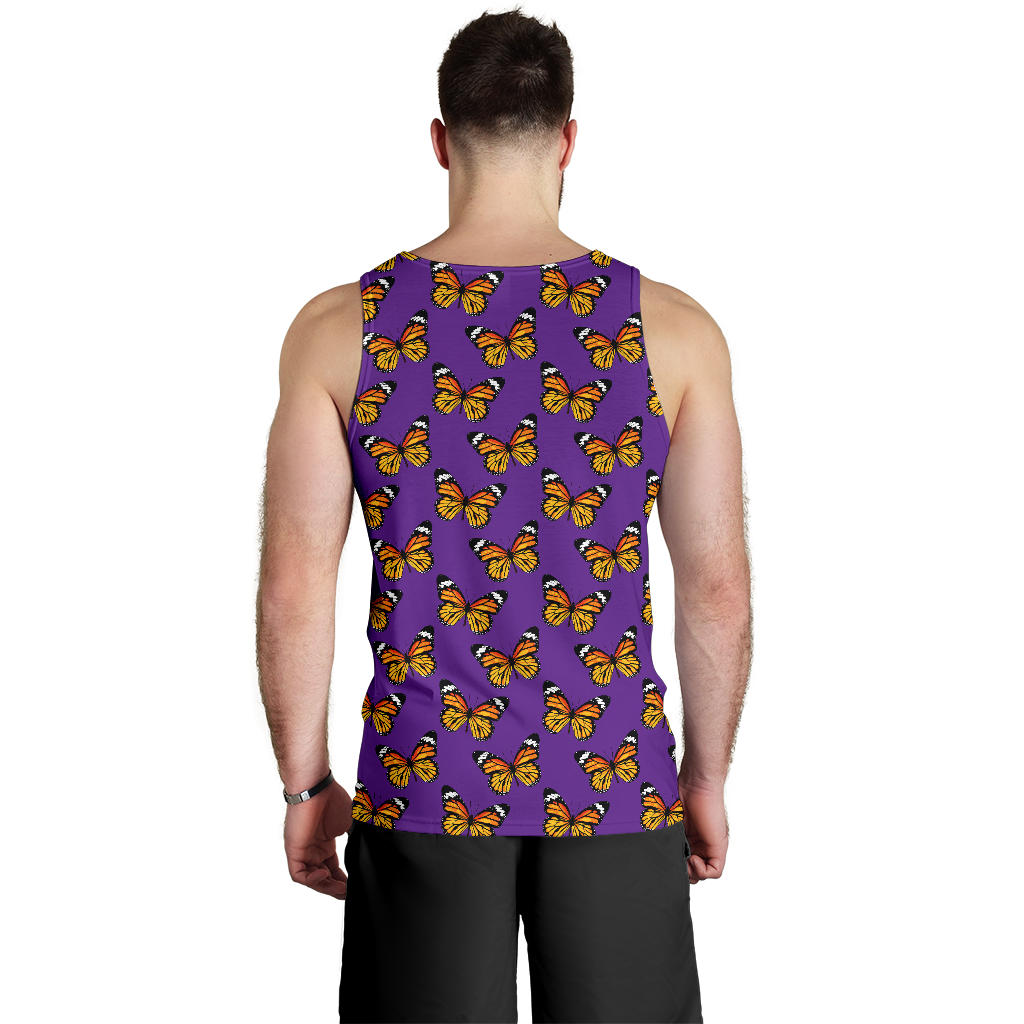 Monarch Butterfly Purple Print Pattern Men Tank Top