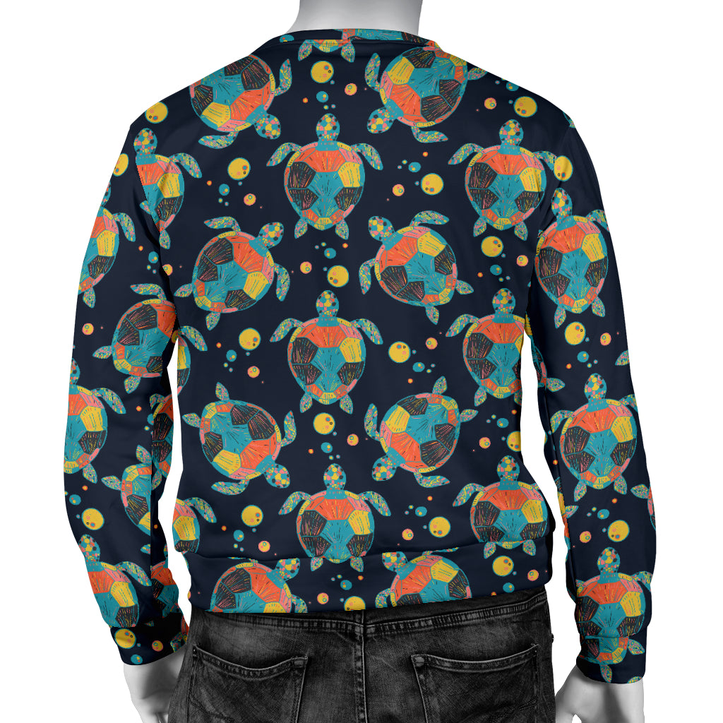 Sea Turtle Colorful with bubble Print Men Long Sleeve Sweatshirt