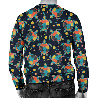 Sea Turtle Colorful with bubble Print Men Long Sleeve Sweatshirt