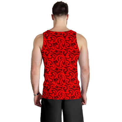 Maori Red Themed Design Print Men Tank Top