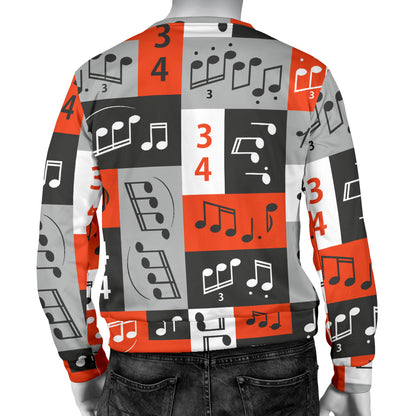 Music Note Design Themed Print Men Long Sleeve Sweatshirt