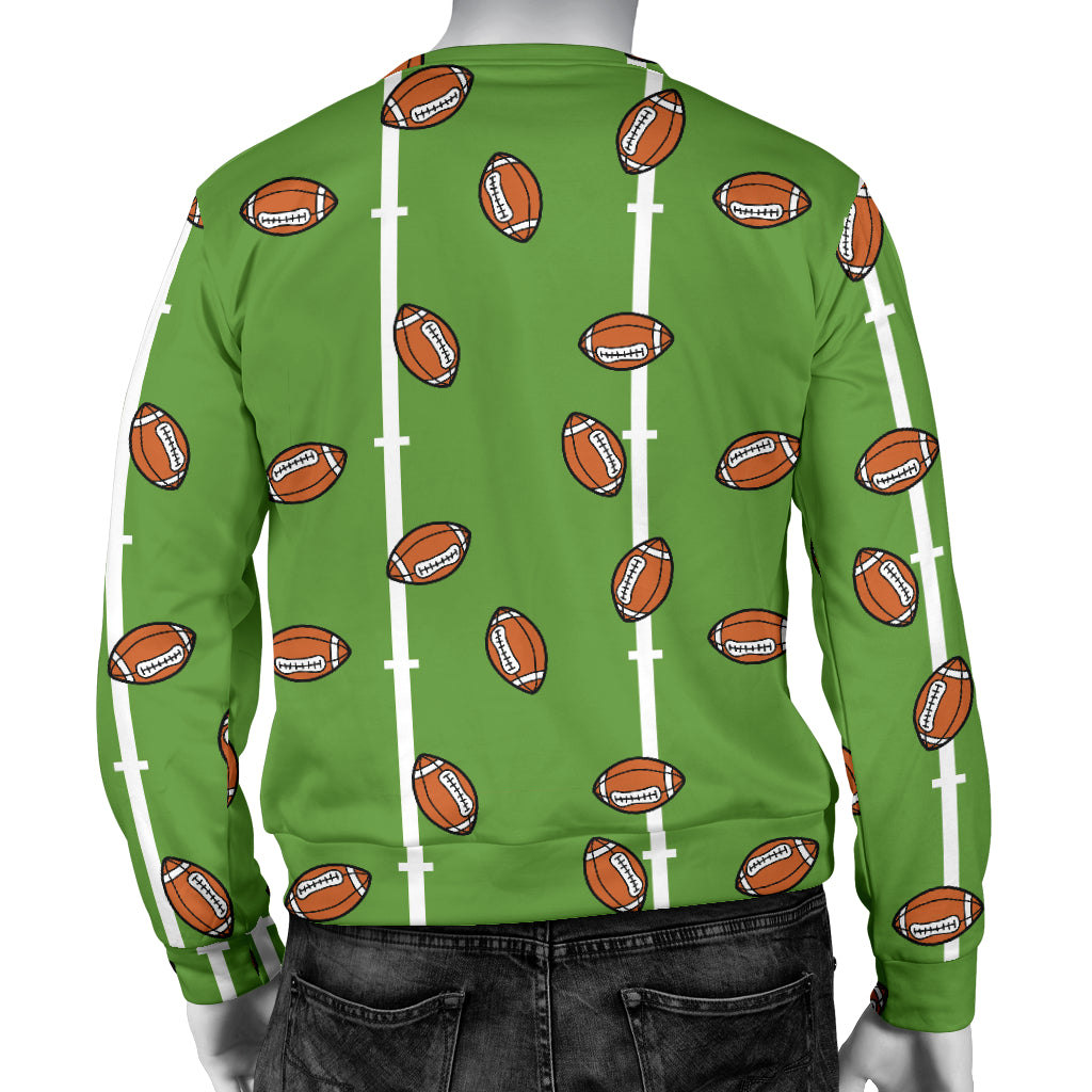 American Football on Field Themed Print Men Long Sleeve Sweatshirt