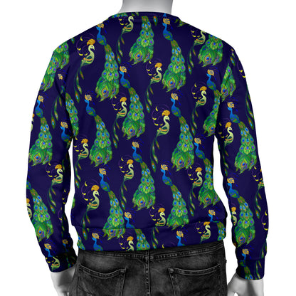 Peacock Art Design Print Men Long Sleeve Sweatshirt