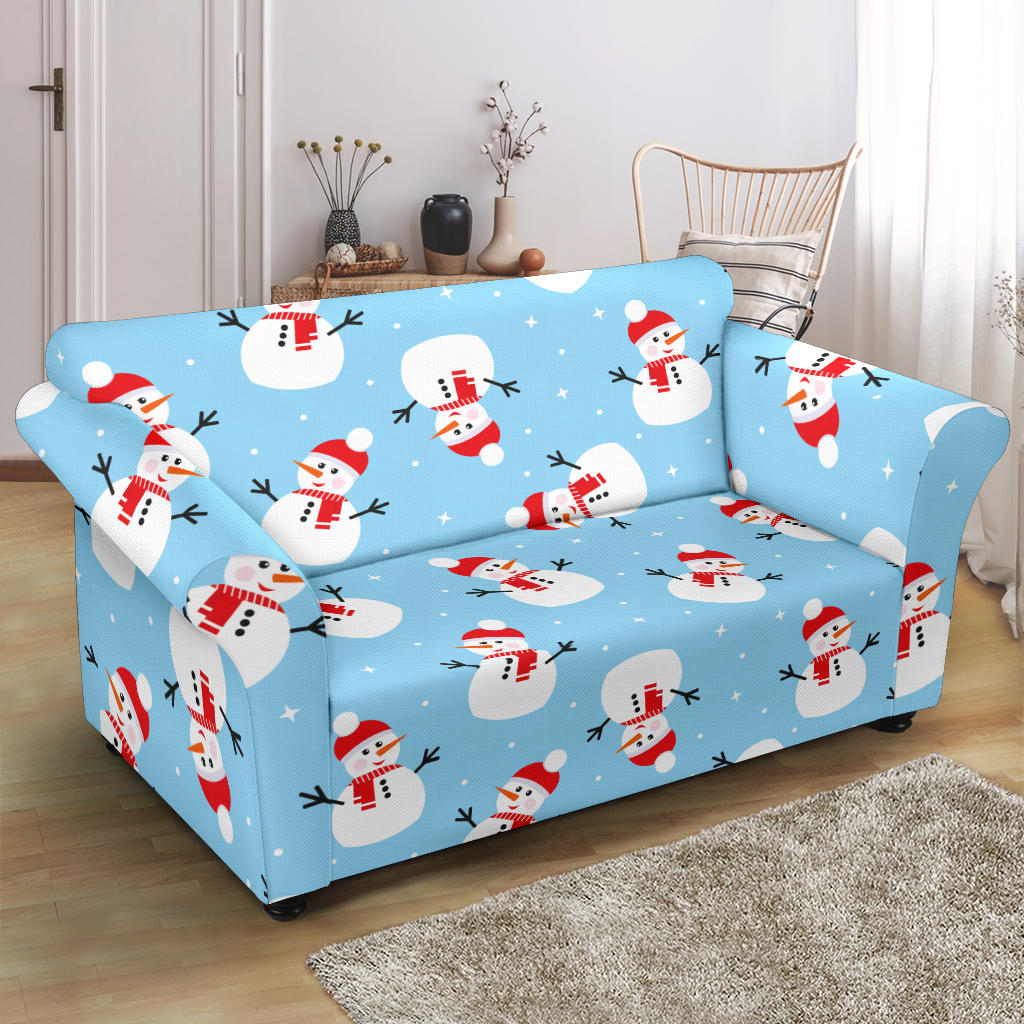 Snowman Print Design LKS305 Loveseat Couch Slipcover