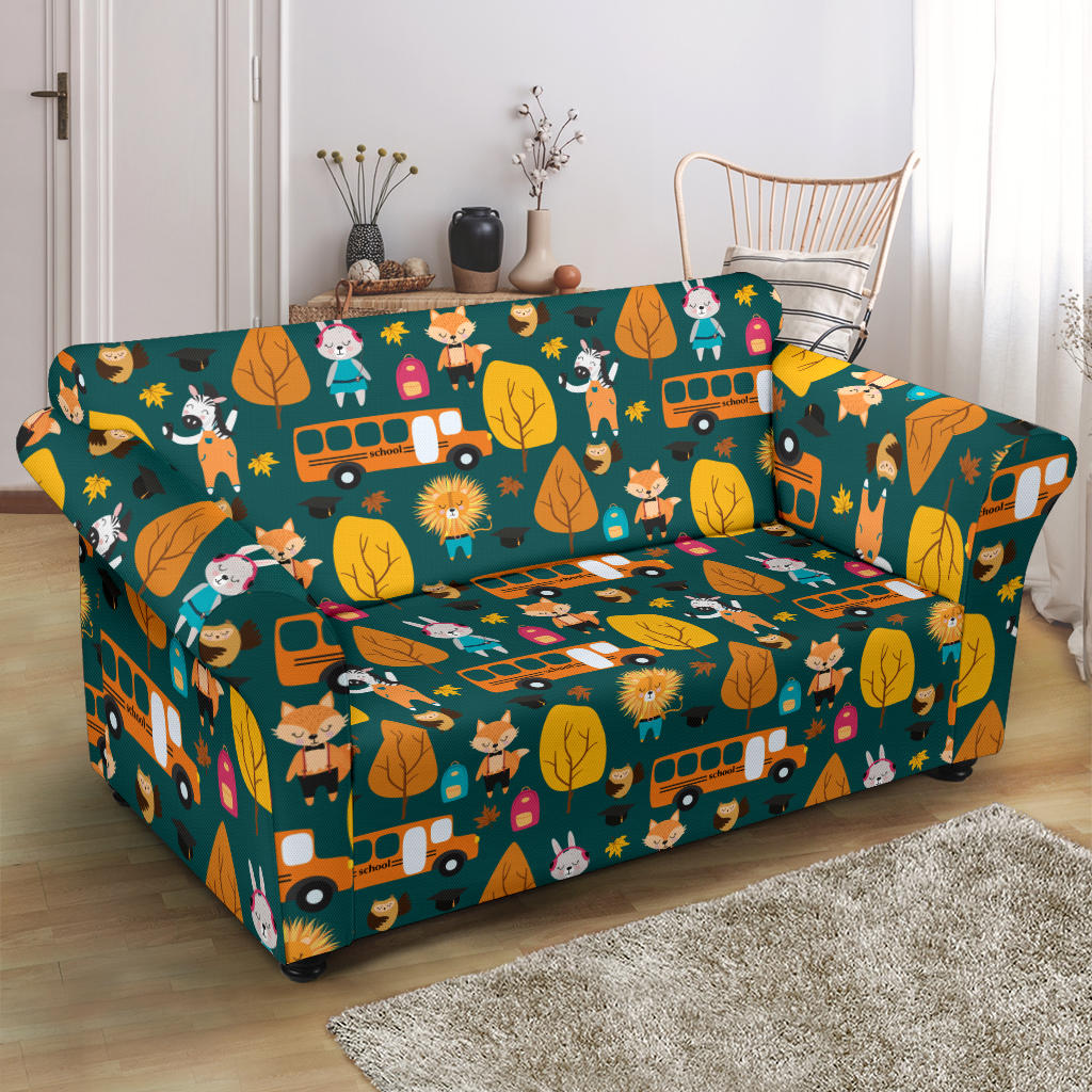 School Bus Print Design LKS309 Loveseat Couch Slipcover