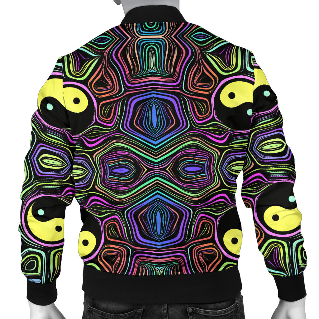 Yin Yang Neon Color Design Print Men Bomber Jacket