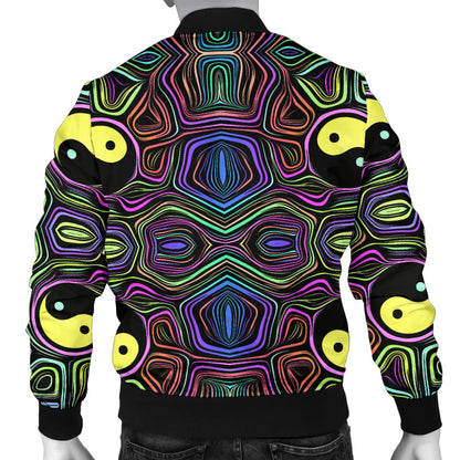 Yin Yang Neon Color Design Print Men Bomber Jacket