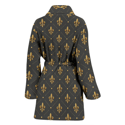 Fleur De Lis Print Design LKS402 Women Bathrobe