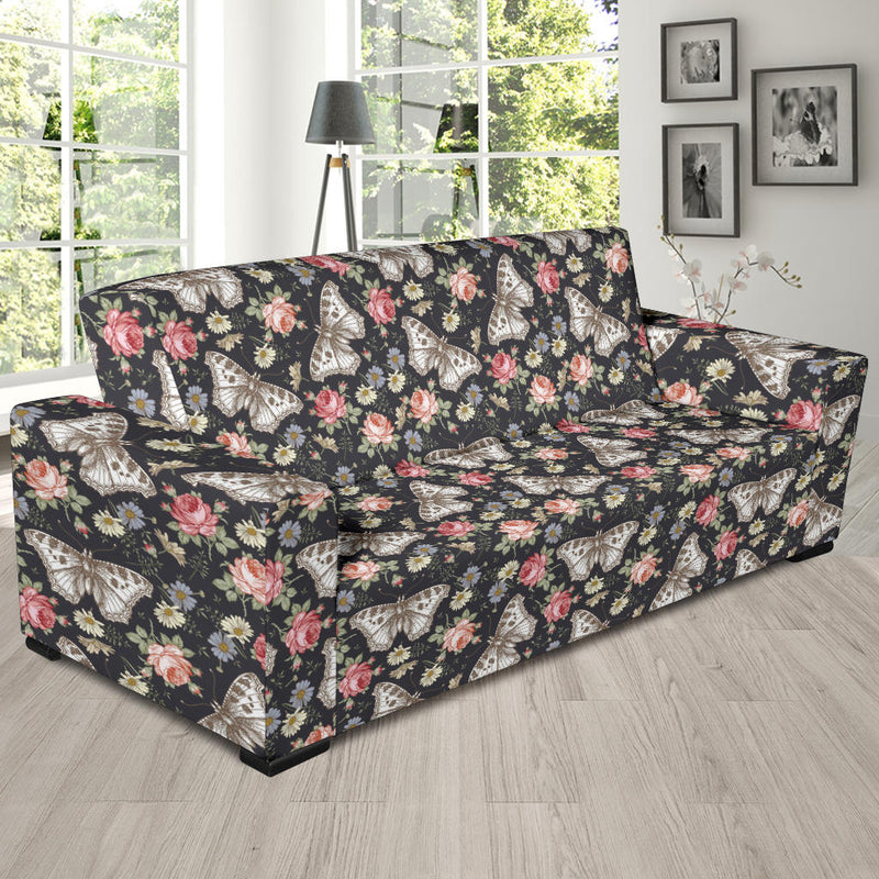 Butterfly Flower Pattern Print Design 07 Sofa Slipcover