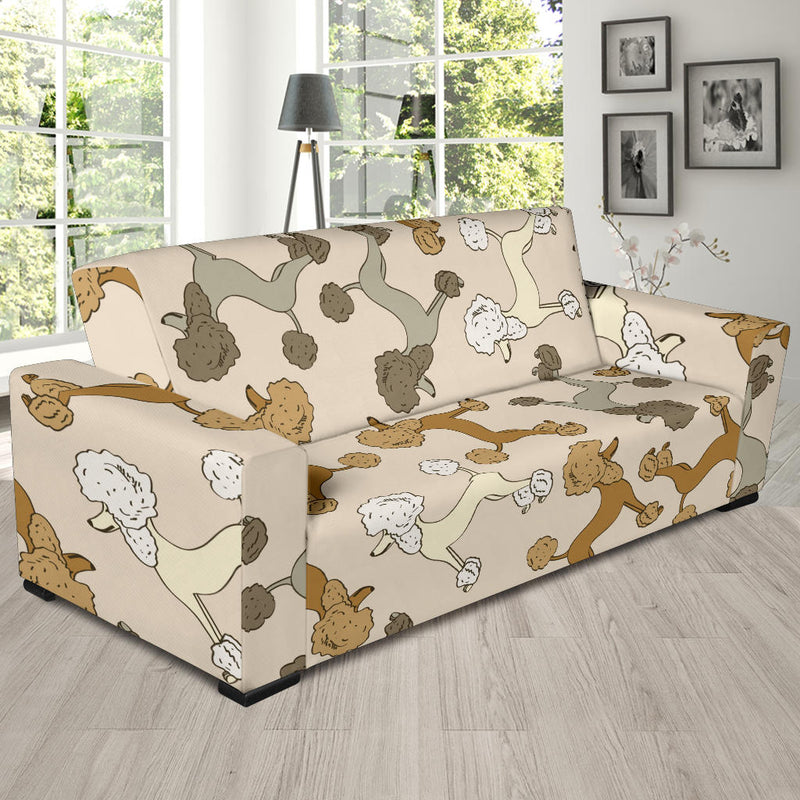 Poodle Pattern Print Design A01 Sofa Slipcover