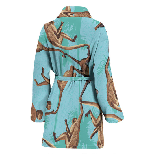Monkey Pattern Print Design 04 Women Bathrobe