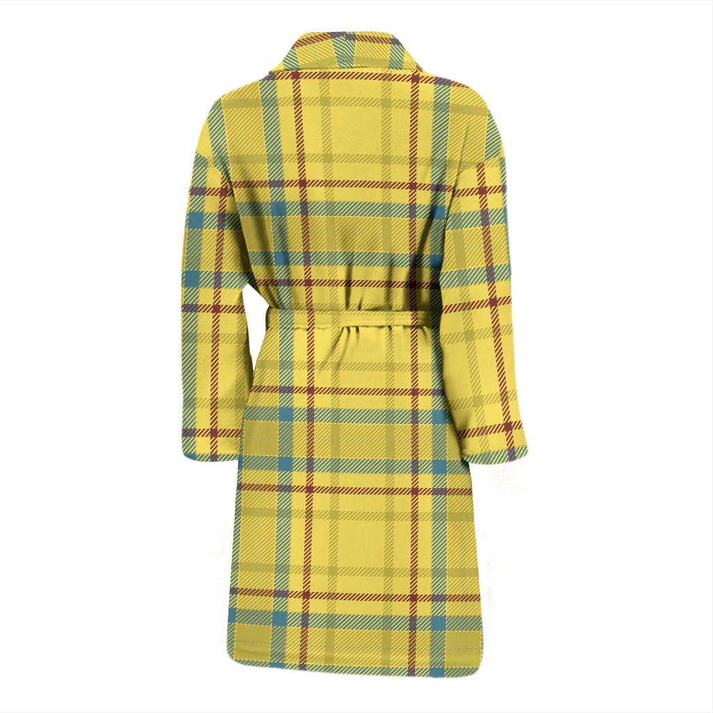 Tartan Yellow Print Design LKS301 Men Bathrobe