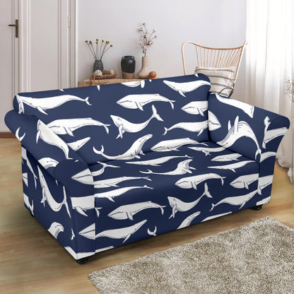Whale Print Design LKS308 Loveseat Couch Slipcover