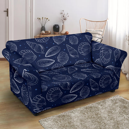Seashell Print Design LKS3011 Loveseat Couch Slipcover