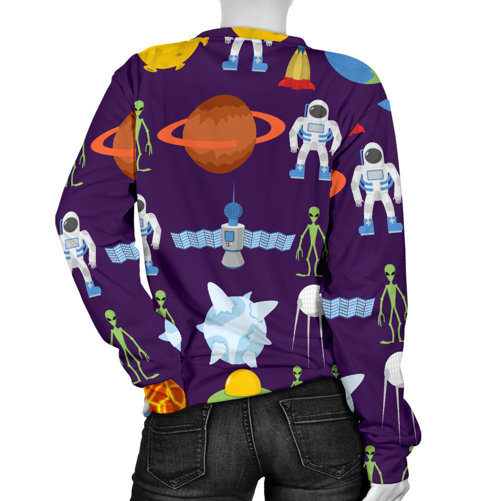 Alien Astronaut Planet Women Long Sleeve Sweatshirt