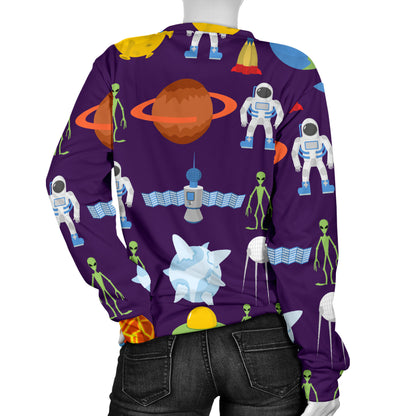 Alien Astronaut Planet Women Long Sleeve Sweatshirt