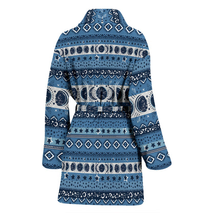 Sun Moon Pattern Print Design LKS306 Women Bathrobe