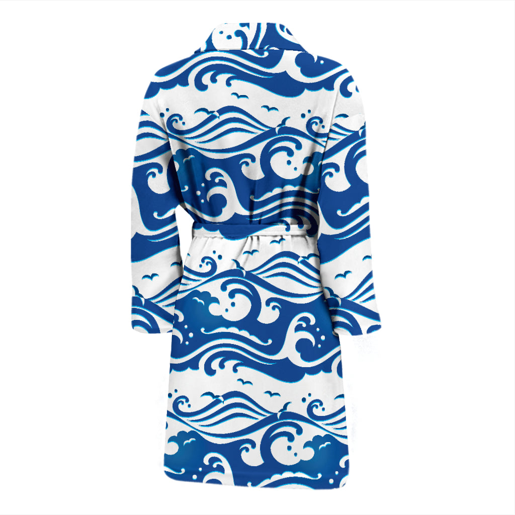 Wave Print Design LKS303 Men Bathrobe