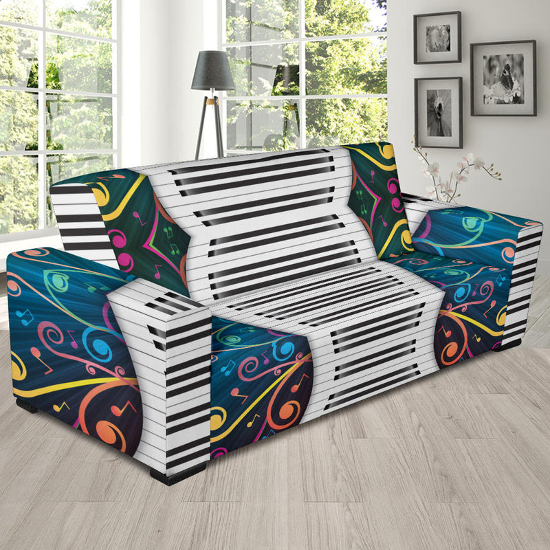 Piano Pattern Print Design 01 Sofa Slipcover