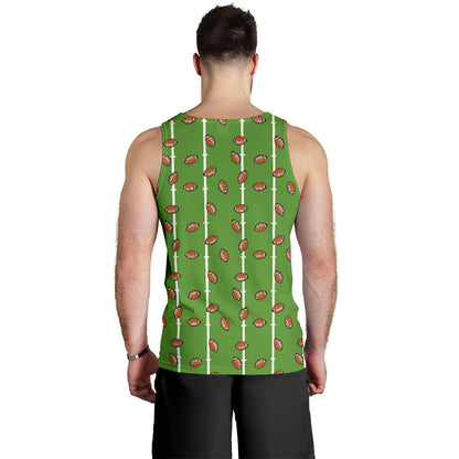 American Football on Field Themed Print Men Tank Top