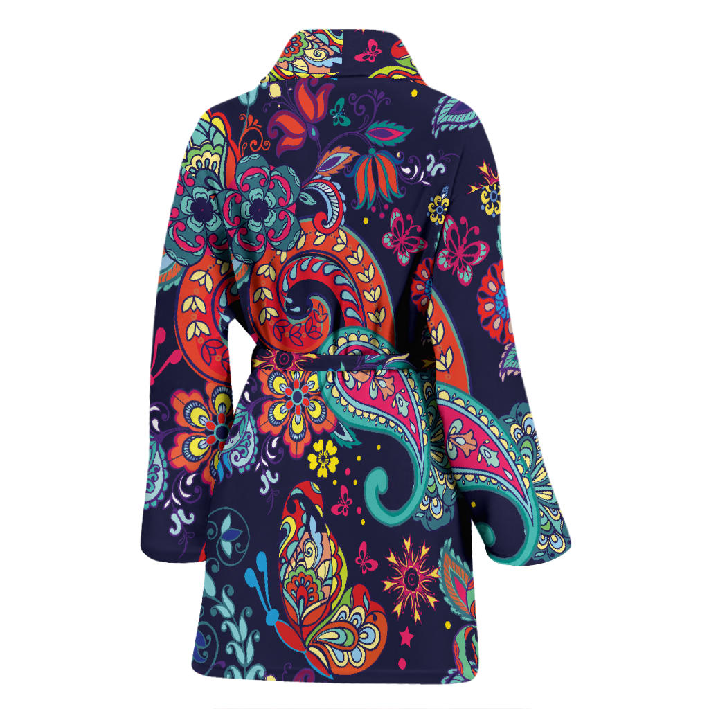 Paisley Boho Pattern Print Design A06 Women Bathrobe