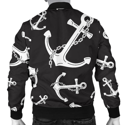 Anchor Black White Men Bomber Jacket