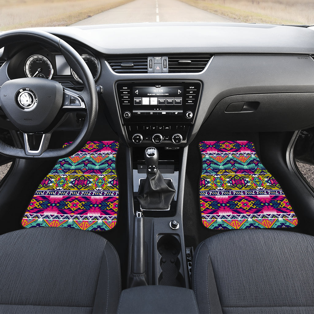 Indian Navajo Color Themed Design Print Car Floor Mats Front Back