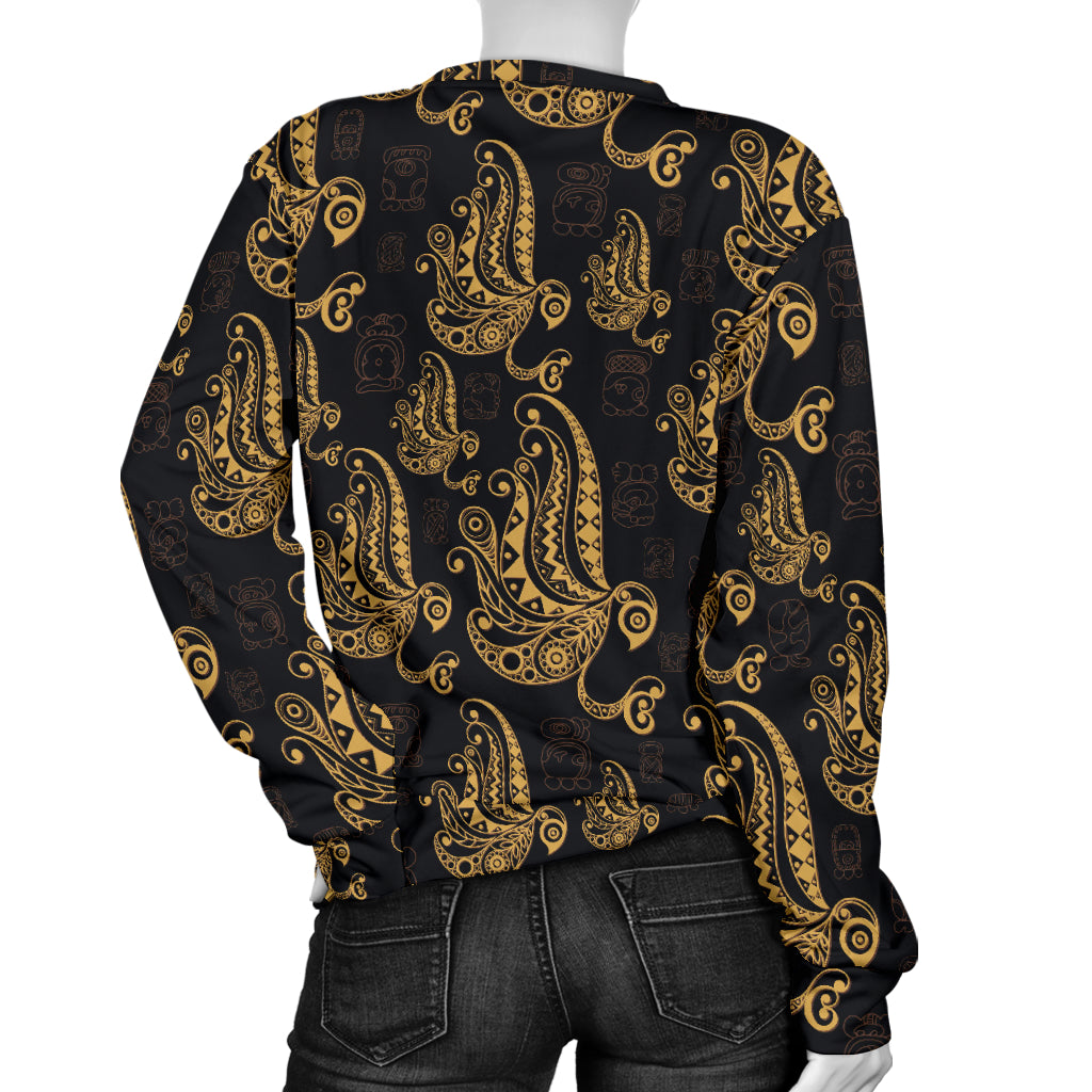 Owl Tribal Polynesian Design Print Women Long Sleeve Sweatshirt