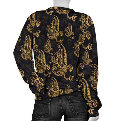 Owl Tribal Polynesian Design Print Women Long Sleeve Sweatshirt