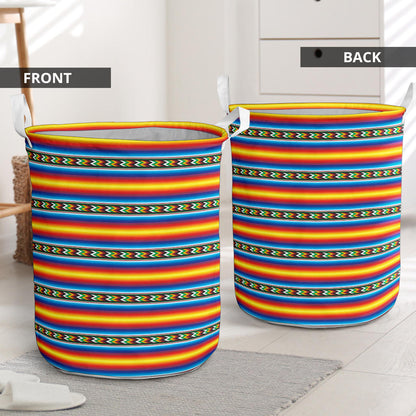 Mexican Blanket ZigZag Print Pattern Laundry Basket