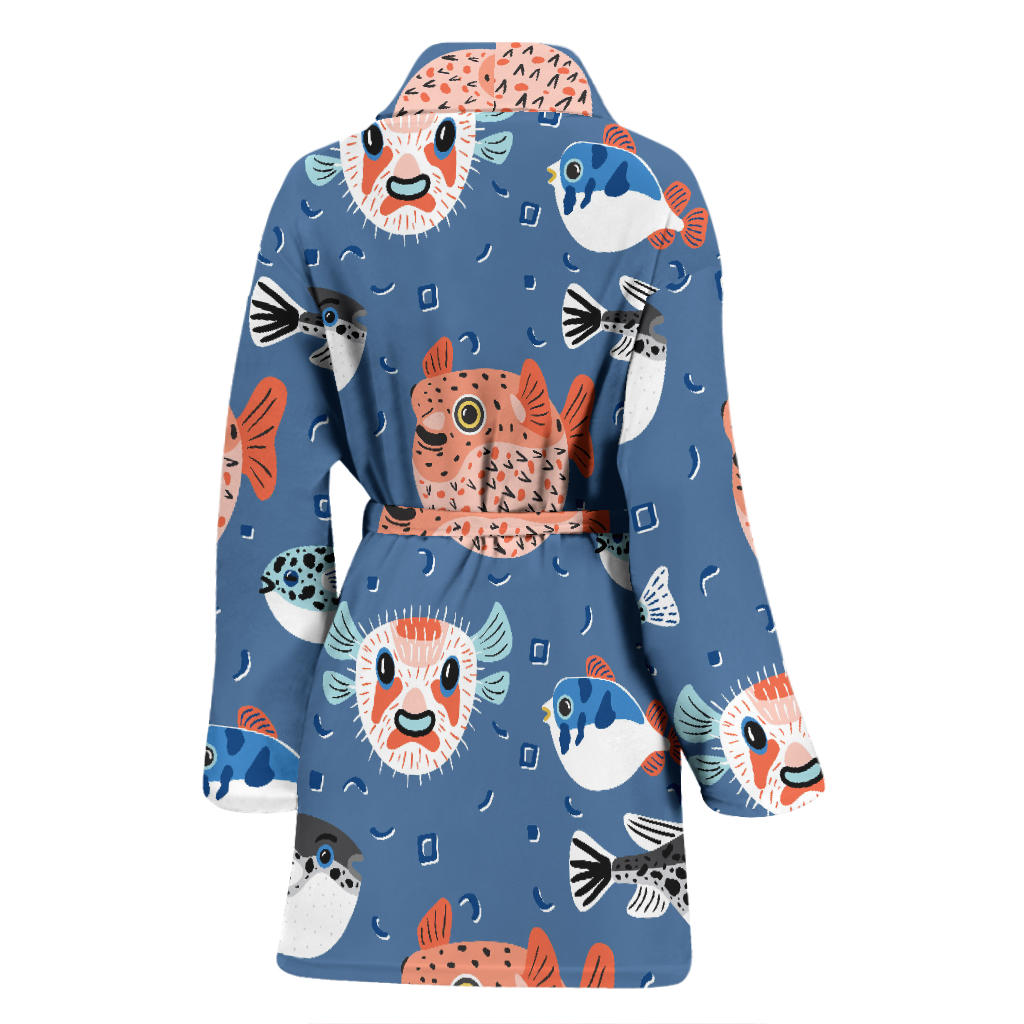 Fugu Pattern Print Design 02 Women Bathrobe