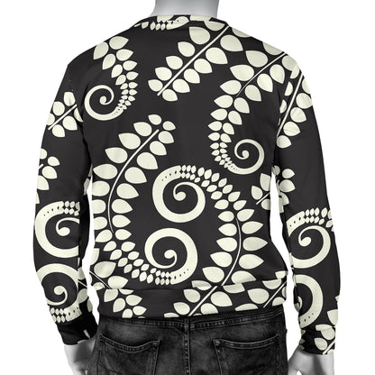 Fern Leave Print Pattern Men Long Sleeve Sweatshirt