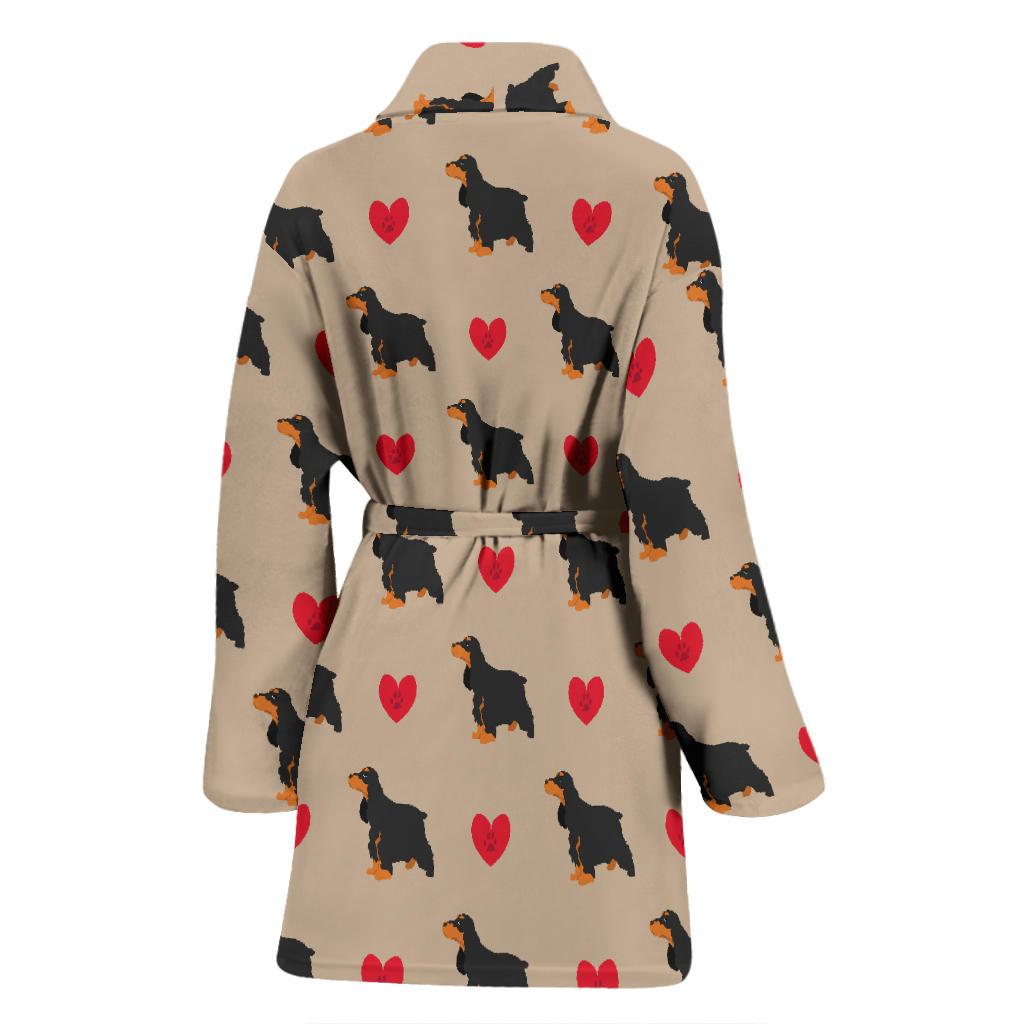 Cocker Pattern Print Design 02 Women Bathrobe
