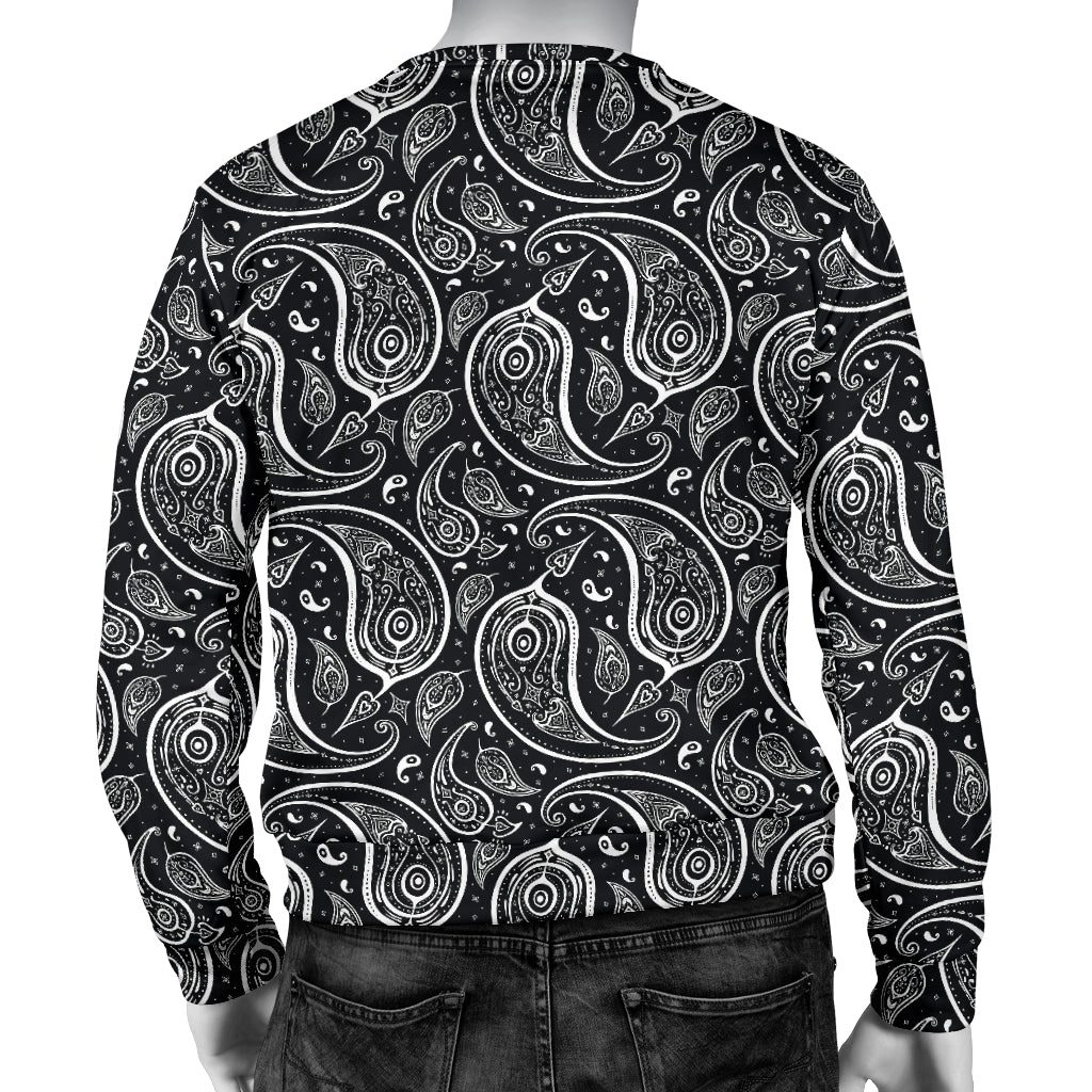 Paisley Black Design Print Men Long Sleeve Sweatshirt