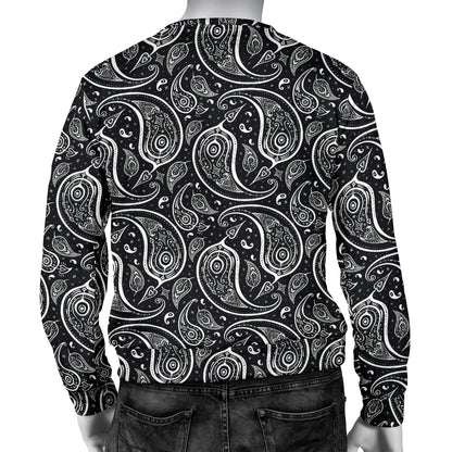 Paisley Black Design Print Men Long Sleeve Sweatshirt