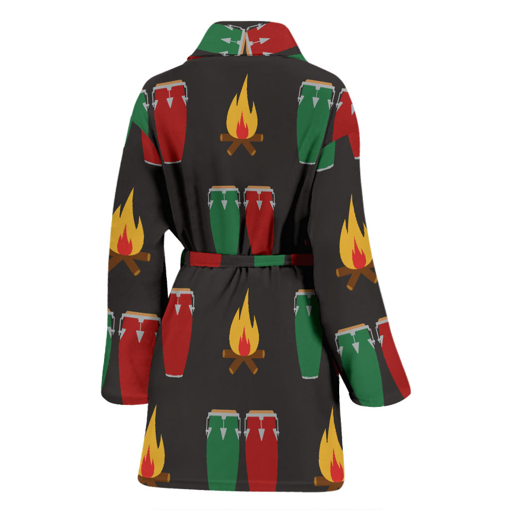 Conga Pattern Print Design 01 Women Bathrobe