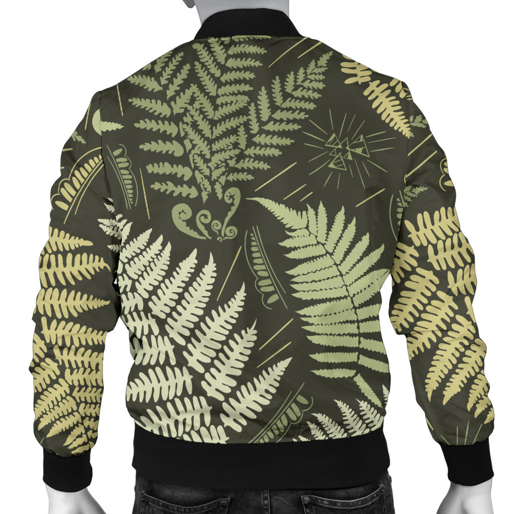 Fern Leave Green Print Pattern Men Bomber Jacket