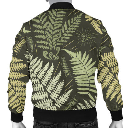 Fern Leave Green Print Pattern Men Bomber Jacket