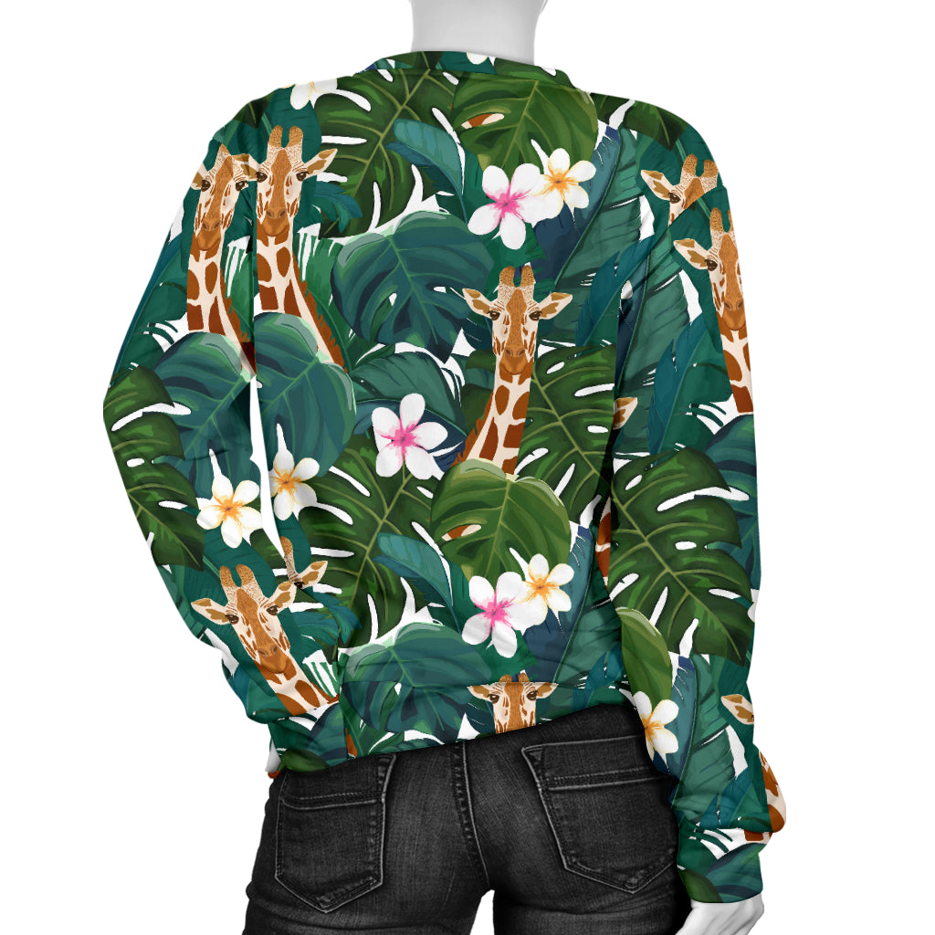 Giraffe Jungle Design Print Women Long Sleeve Sweatshirt