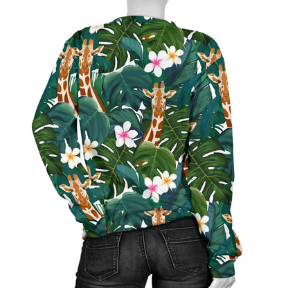 Giraffe Jungle Design Print Women Long Sleeve Sweatshirt