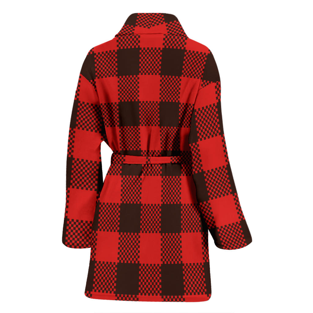 Buffalo check Red Pattern Print Design 05 Women Bathrobe