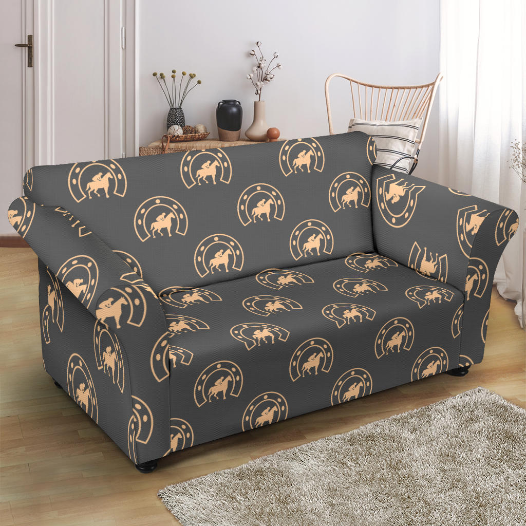 Horseshoe Print Design LKS306 Loveseat Couch Slipcover