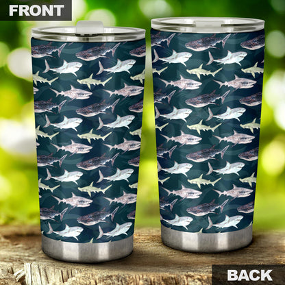 Shark Pattern Print Tumbler