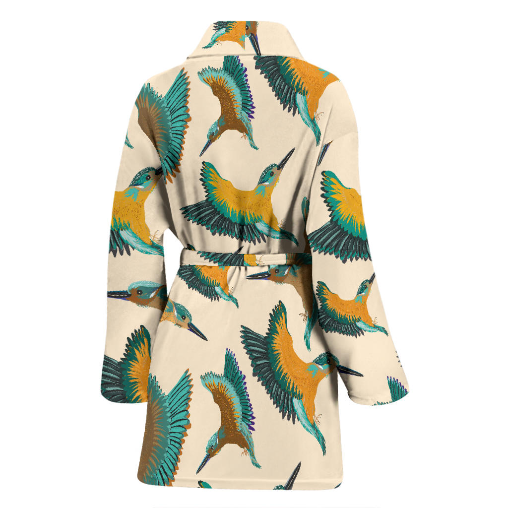 Kingfisher Pattern Print Design 02 Women Bathrobe