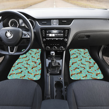 Dachshund with Floral Print Pattern Car Floor Mats Front Back