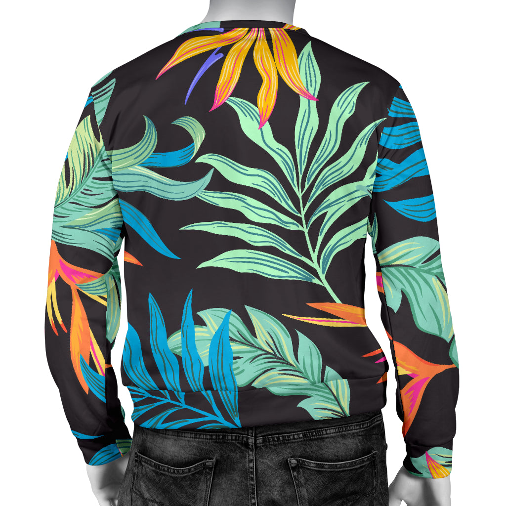 Tropical Palm Leaves Hawaiian Flower Men Long Sleeve Sweatshirt