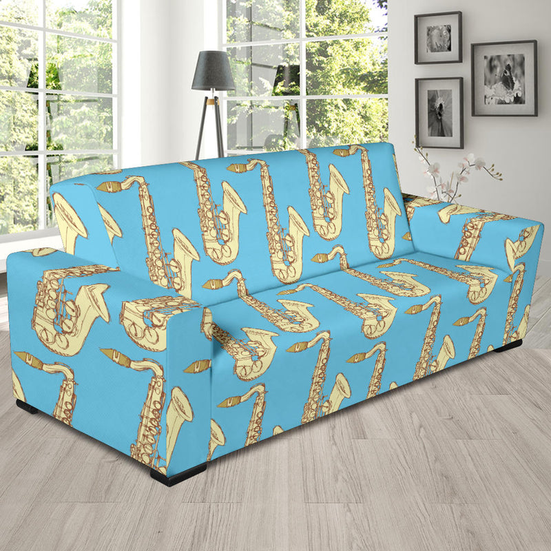 Saxophone Pattern Print Design 03 Sofa Slipcover