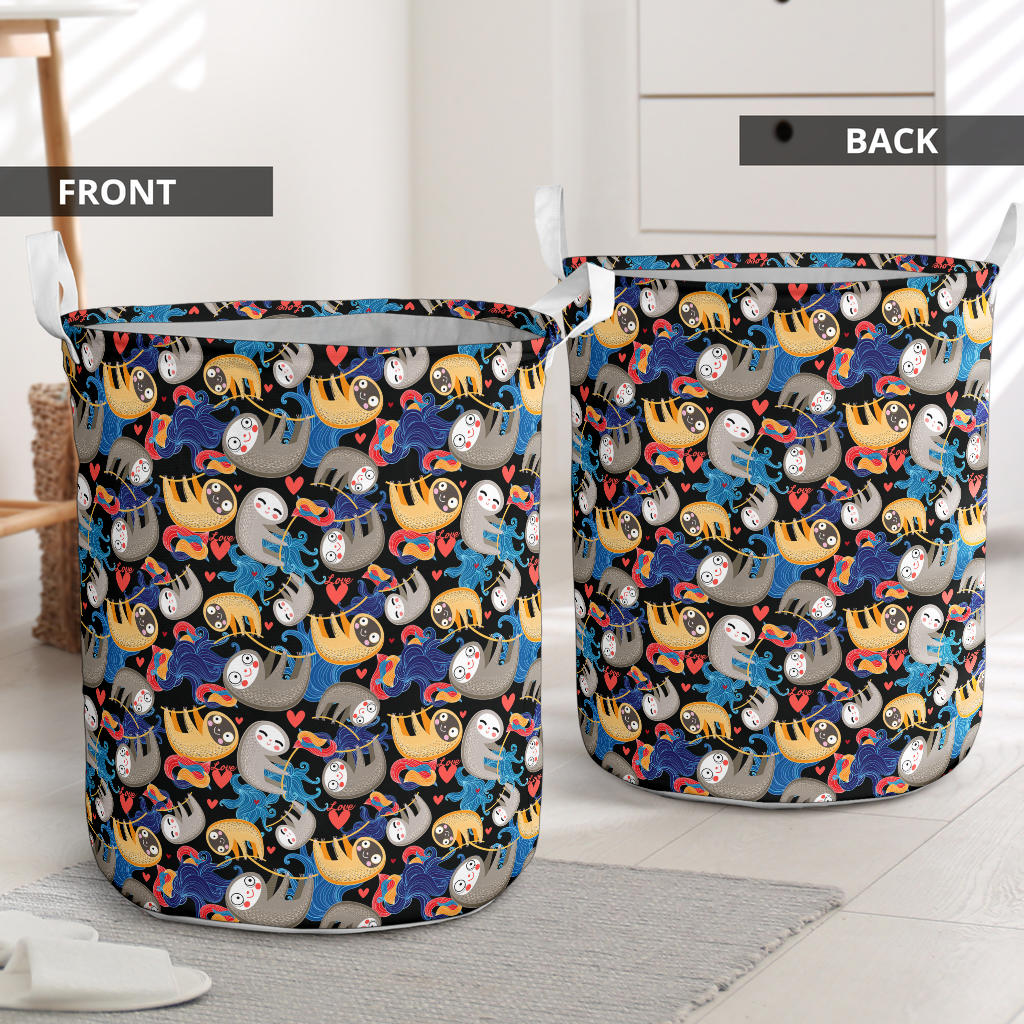 Sloth Cartoon Design Themed Print Laundry Basket